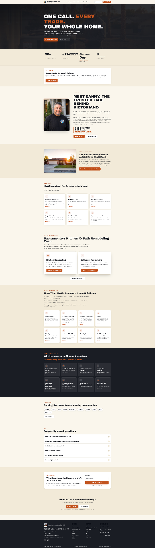 Victoriano Construction website hero, built by Distinguished Creative Co.